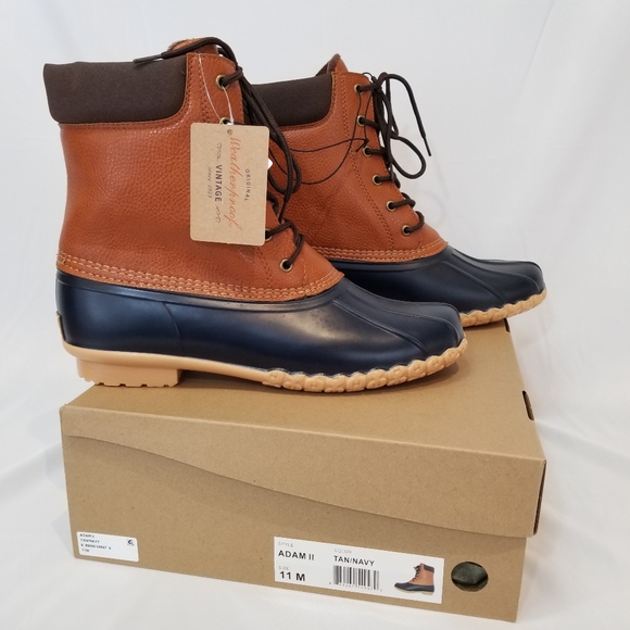 Weatherproof Adam Duck Boots Tan Navy 11M - Picture 6 of 16
